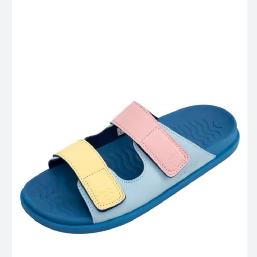 Native Sandals Frankie Sugarlite in Resting Blue Dazzle Pink Girls Size 1 - Picture 2 of 9